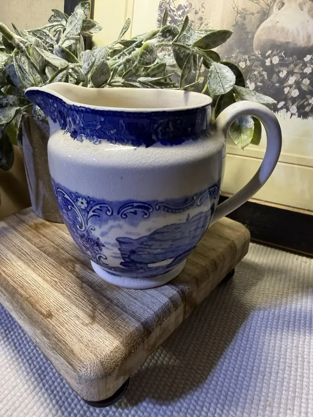 Vintage Olde English Staffordshire Rock City Garden Blue Transferware 4” H